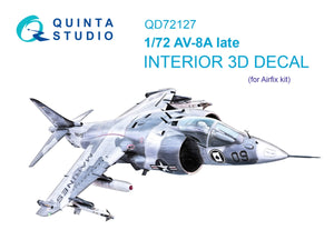 Quinta Studio QD72127 AV-8A late 3D-Printed colored Interior on decal paper (Airfix) 1/72