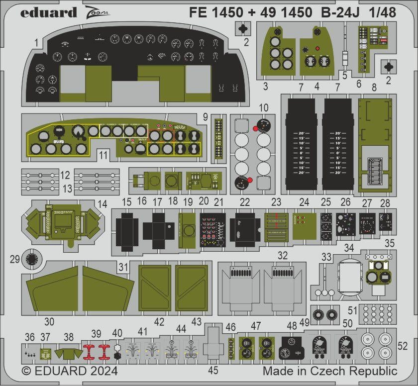 Eduard 491450 B-24J cockpit et moteurs HOBBY BOSS 1/48