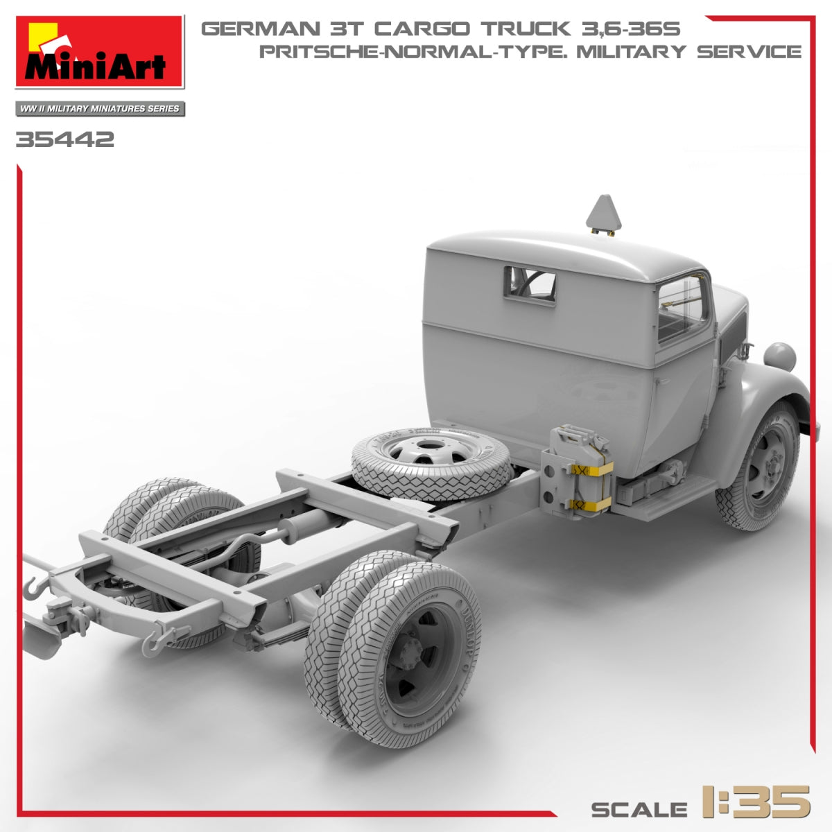 Miniart 35442 GERMAN 3T CARGO TRUCK 3,6-36S. PRITSCHE-NORMAL-TYPE. MILITARY SERVICE 1/35 – zdjęcie 6