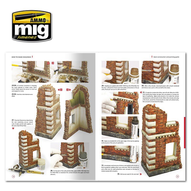 AMMO of Mig Jimenez 6135 HOW TO MAKE BUILDINGS. BASIC CONSTRUCTION AND PAINTING GUIDE (English) – zdjęcie 5