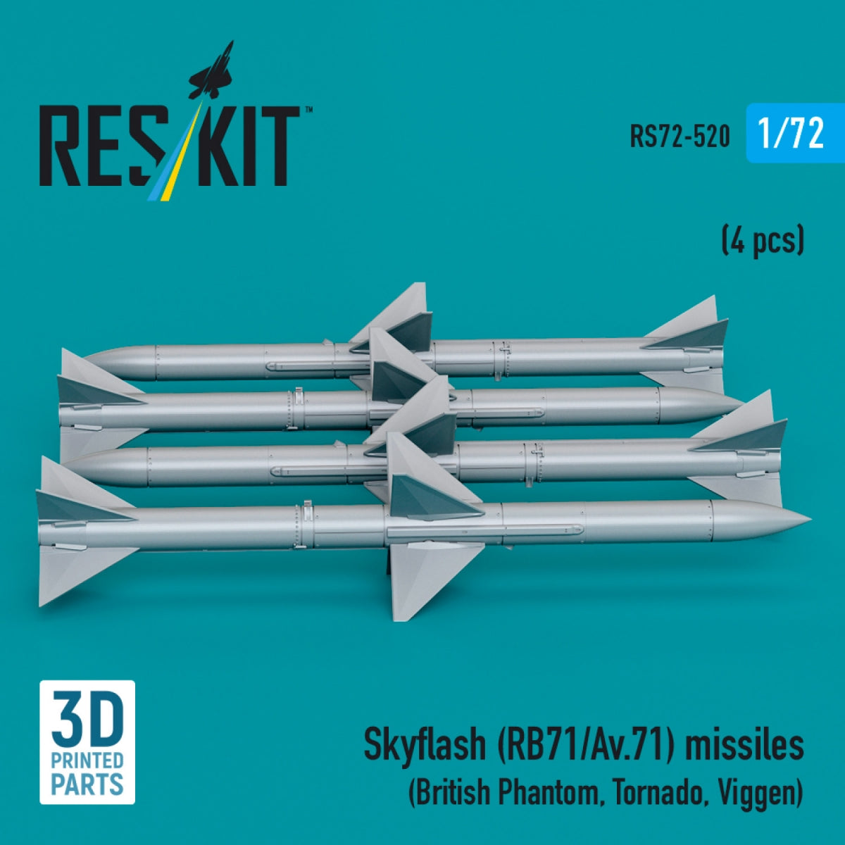 RESKIT RS72-0520 Skyflash (RB71/Av.71) missiles (4 pcs) (3D Printed) 1/72 – image 2