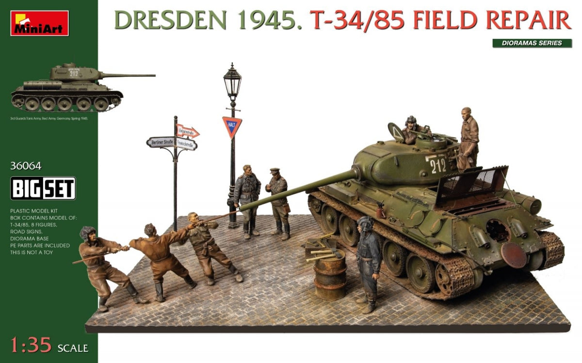 MiniArt 36064 Dresden 1945. T-34/85 Field Repair. BIG SET 1/35