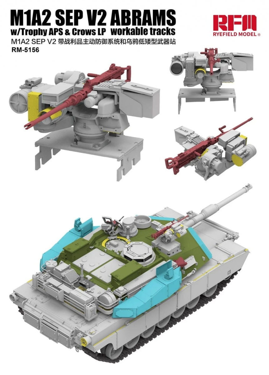 Rye Field Model 5156 M1A2 SEP v2 Abrams w/ Trophy APS & CROWS LP Workable Tracks 1/35