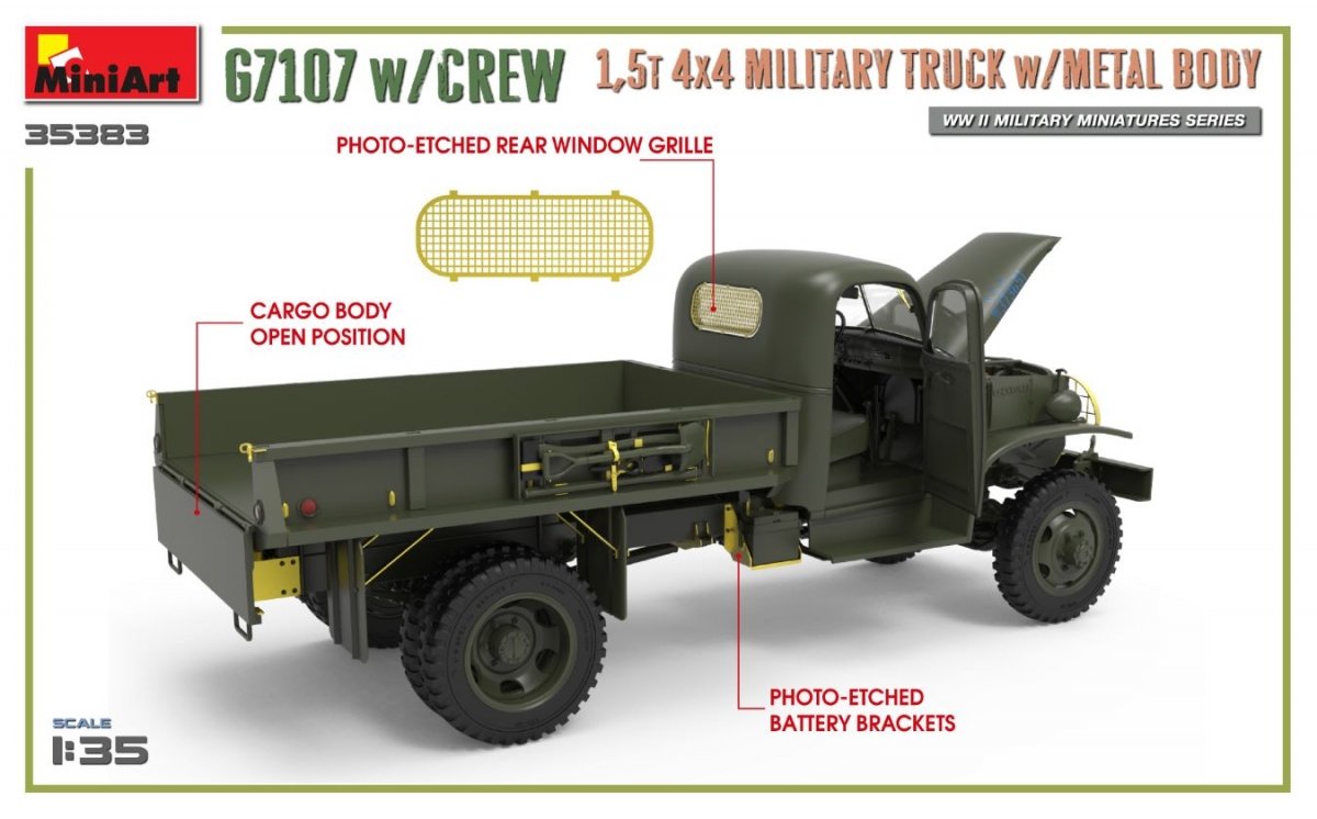 MiniArt 35383 G7107 w/CREW 1.5t 4X4 CARGO TRUCK w/METAL BODY 1/35 – image 7