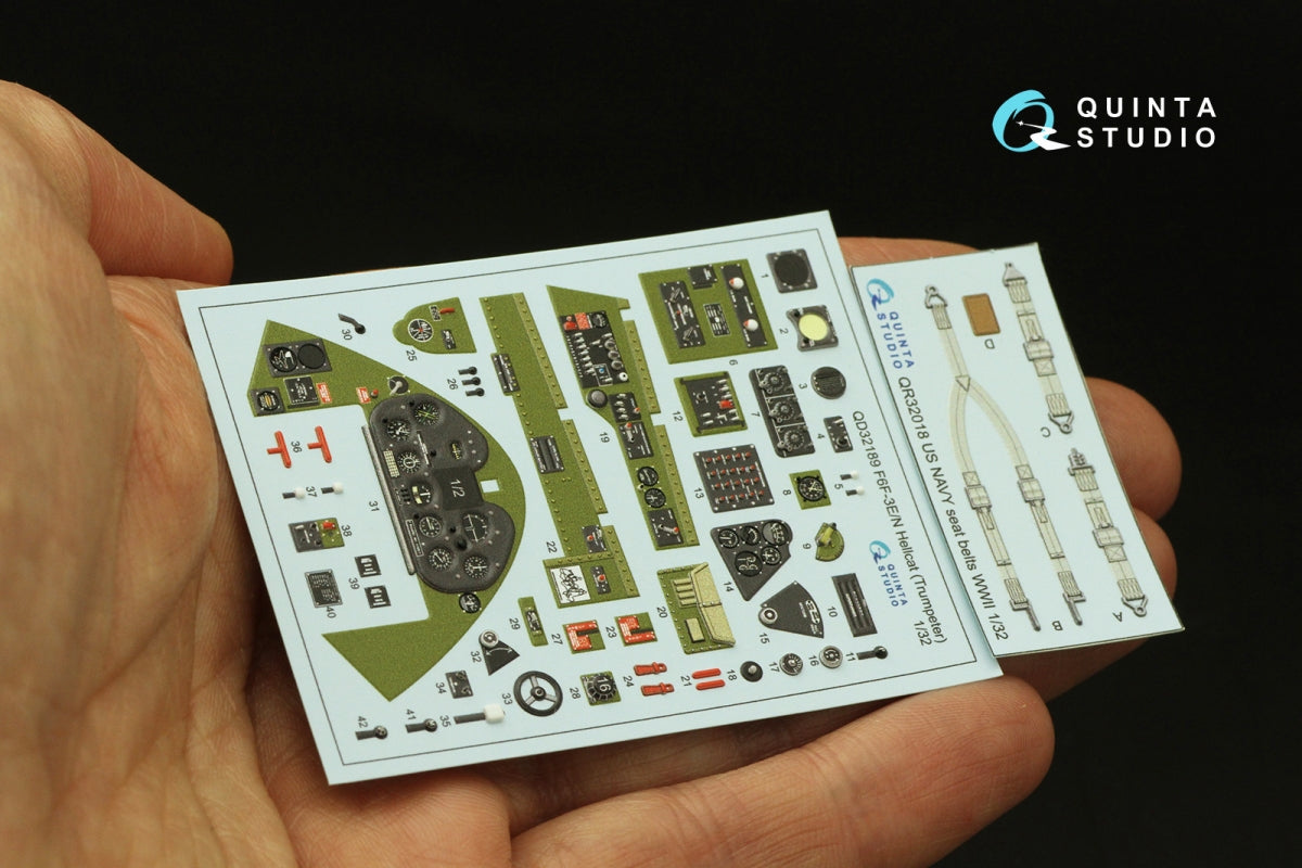 Quinta Studio QD32189 F6F-3E/N Hellcat 3D-Printed colored Interior on decal paper (Trumpeter) 1/32 – image 3