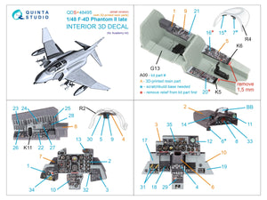 Quinta Studio QDS+48495 F-4D late Phantom II 3D-Printed &amp;amp; coloured Interior on decal paper (Academy) (Small version) (with 3D-printed resin parts) 1/48 – zdjęcie 3