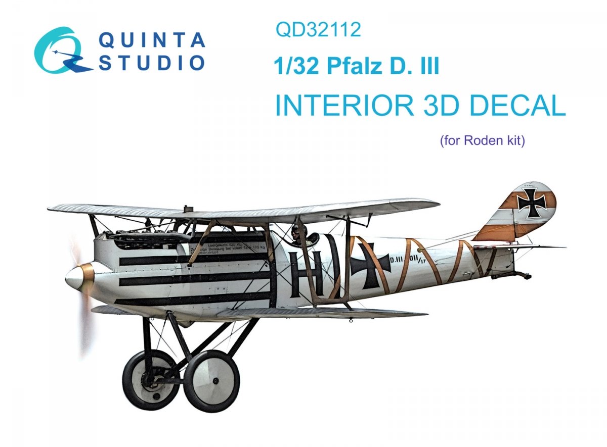 Quinta Studio QD32112 Pfalz D.III 3D-Printed & coloured Interior on decal paper ( Roden ) 1/32