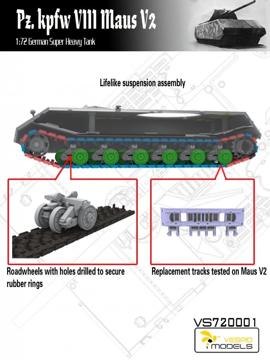 Vespid Models VS720001 Pz.Kpfw. VIII Maus V2 German Super Heavy Tank 1/72 – zdjęcie 2