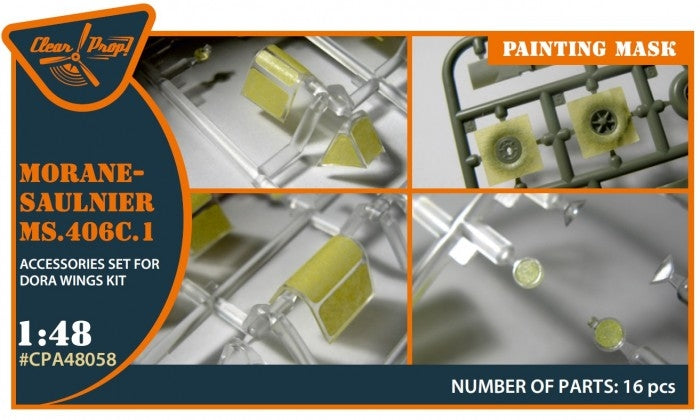 Clear Prop! CPA48058 Morane-Saulnier MS.406C.1 painting mask on &amp;quot;yellow kabuki paper&amp;quot; for Dora Wings kit 1/48