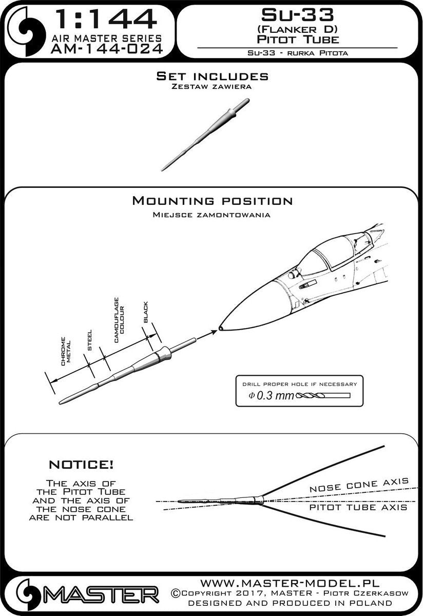 Master AM-144-024 Su-33 (Flanker D) Pitot tube 1/144 – image 3