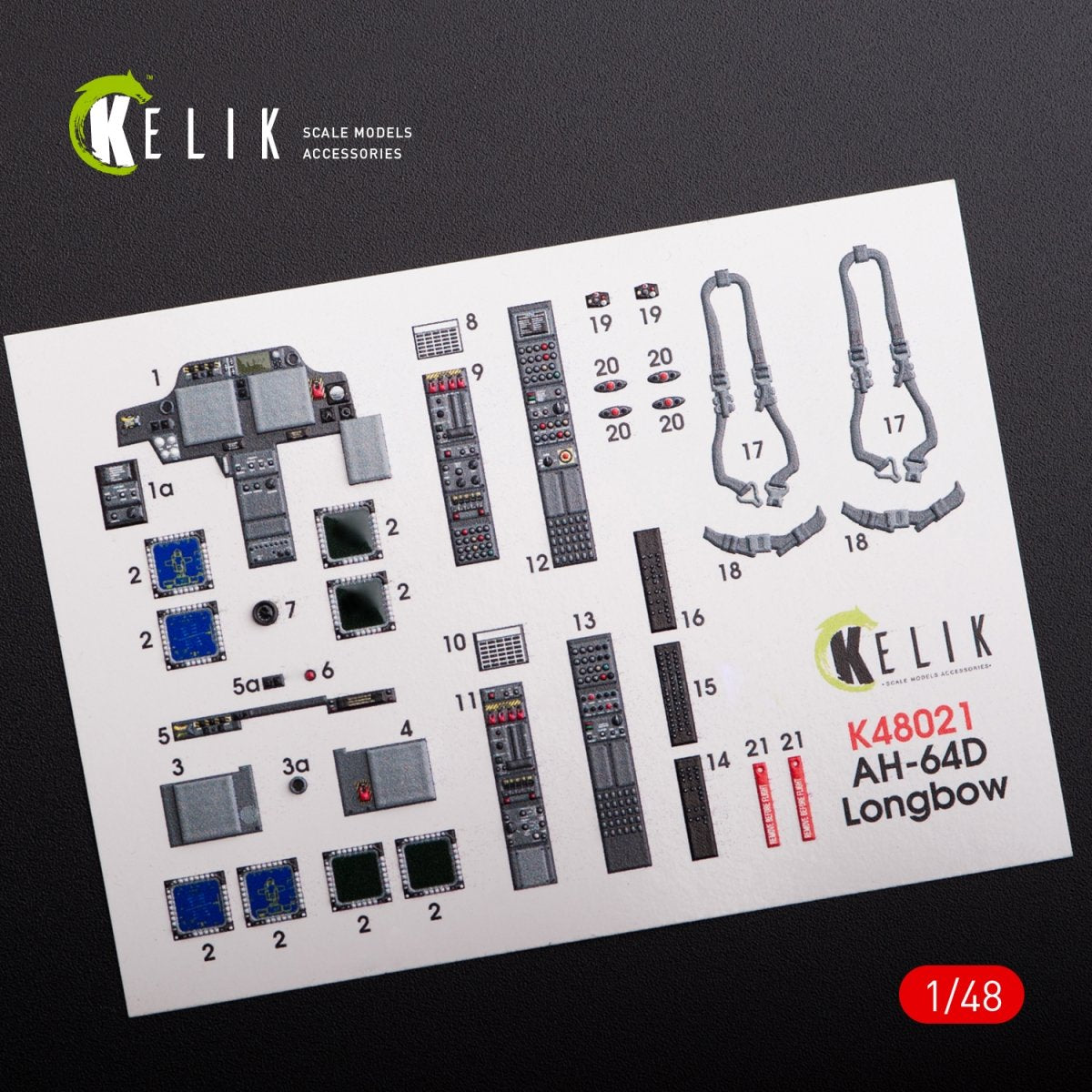 KELIK K48021 AH-64D &amp;quot;APACHE LONGBOW&amp;quot; INTERIOR 3D DECALS FOR HASEGAWA KIT 1/48 – image 2