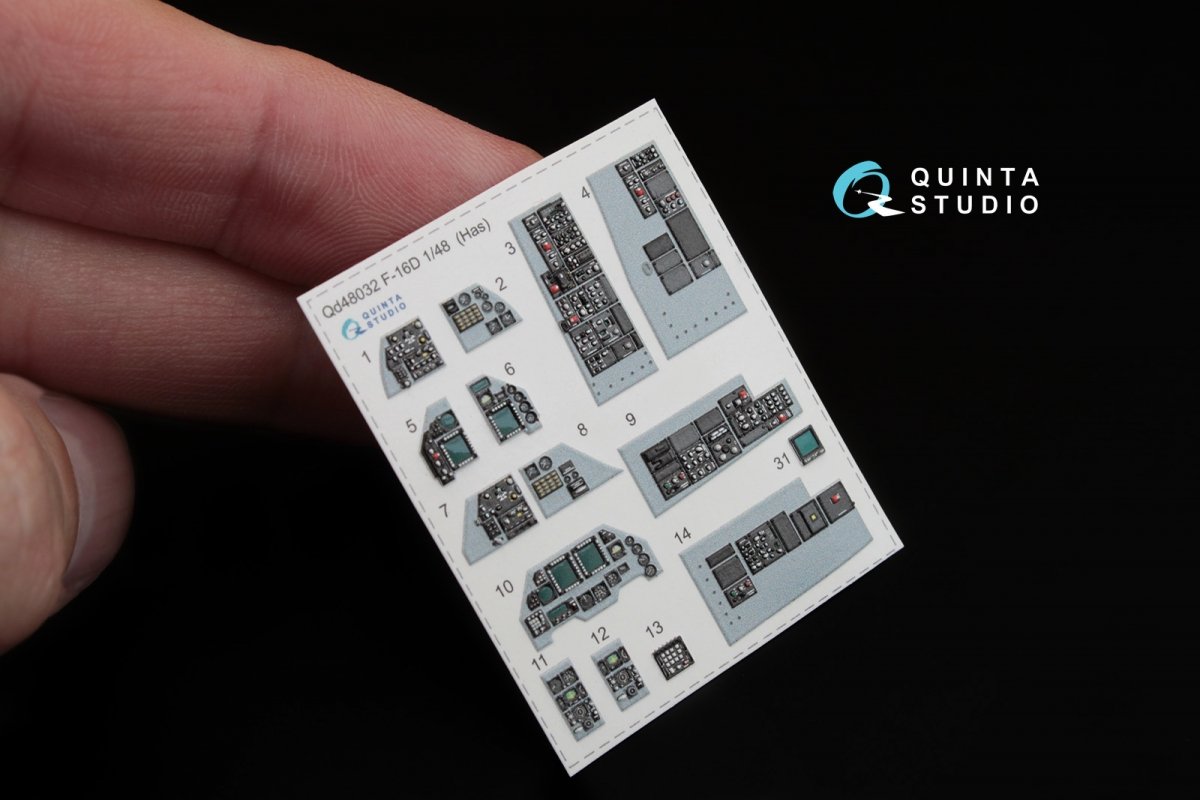Quinta Studio QD48032 F-16D 3D-Printed &amp;amp; coloured Interior on decal paper (for Hasegawa kit) 1/48 – zdjęcie 3