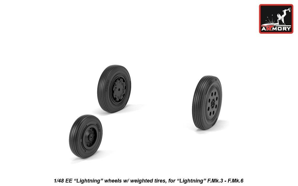 Armory Models AW48408 EE Lightning wheels w/ weighted tires, late 1/48 – zdjęcie 2