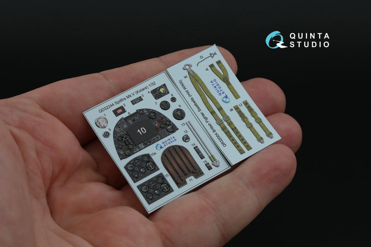 Quinta Studio QD32244 Spitfire Mk.V 3D-Printed &amp;amp; coloured Interior on decal paper (Kotare) 1/32 – zdjęcie 4
