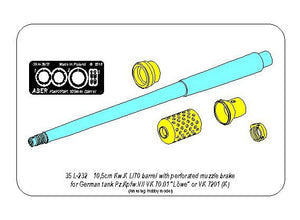 Aber 35l-232 10,5cm KwK L/70 barrel with perforated muzzle brake for German Pz.Kpfw. VII Lowe or VK 7201(K) 1/35 – zdjęcie 8