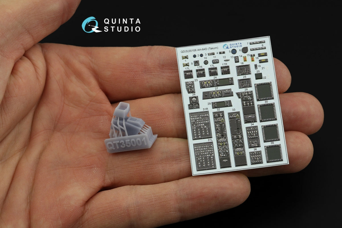 Quinta Studio QDS+35106 AH-64D 3D-Printed &amp;amp; coloured Interior on decal paper (Takom) (Small version) (with 3D-printed resin parts) 1/35 – zdjęcie 7