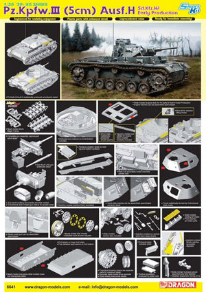 Dragon 6641 Pz.Kpfw.III (5cm) Ausf.H Sd.Kfz.141 Early Production 1/35 – image 2