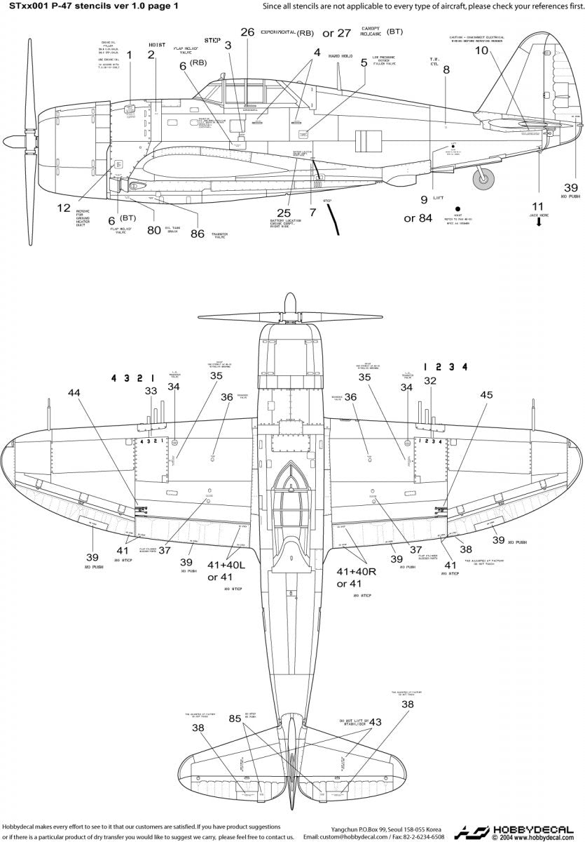 HobbyDecal ST32001V1 P-47 Stencils ver 1 1/32 – zdjęcie 2