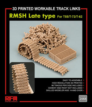 Rye Field Model 2058 RMSH Late Type For T55/-72/T-62 3D PRINTED WORKABLE TRACK LINKS 1/35 – zdjęcie 2