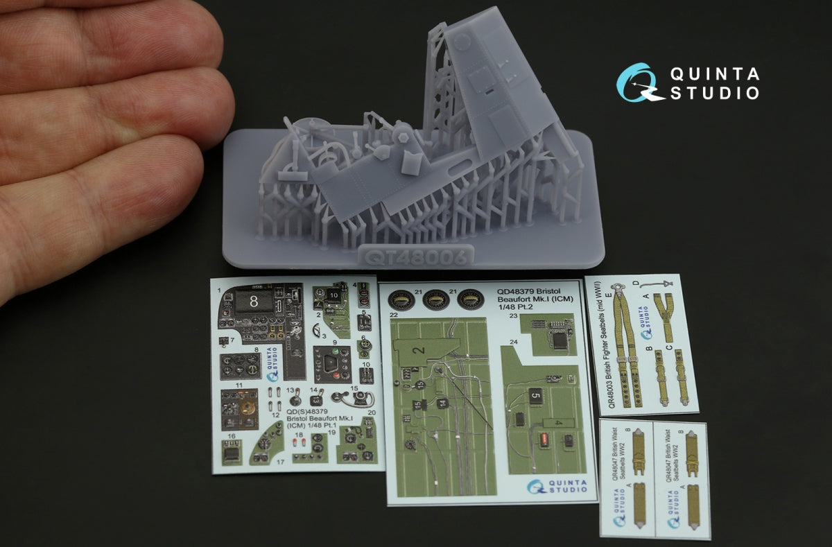 Quinta Studio QD+48379 Bristol Beaufort Mk.I 3D-Printed &amp;amp; coloured Interior on decal paper (ICM) (with 3D-printed resin parts) 1/48 – zdjęcie 3