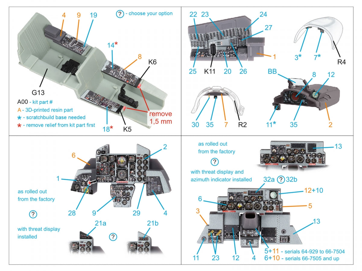 Quinta Studio QDS+48488 F-4D early Phantom II 3D-Printed &amp;amp; coloured Interior on decal paper (Academy) (Small version) (with 3D-printed resin parts) 1/48 – zdjęcie 3