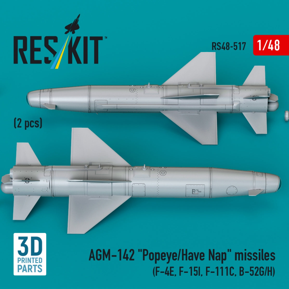 RESKIT RS48-0517 AGM-142 &amp;quot;Popeye/Have Nap&amp;quot; missiles (2 pcs) (3D Printed) 1/48 – image 3
