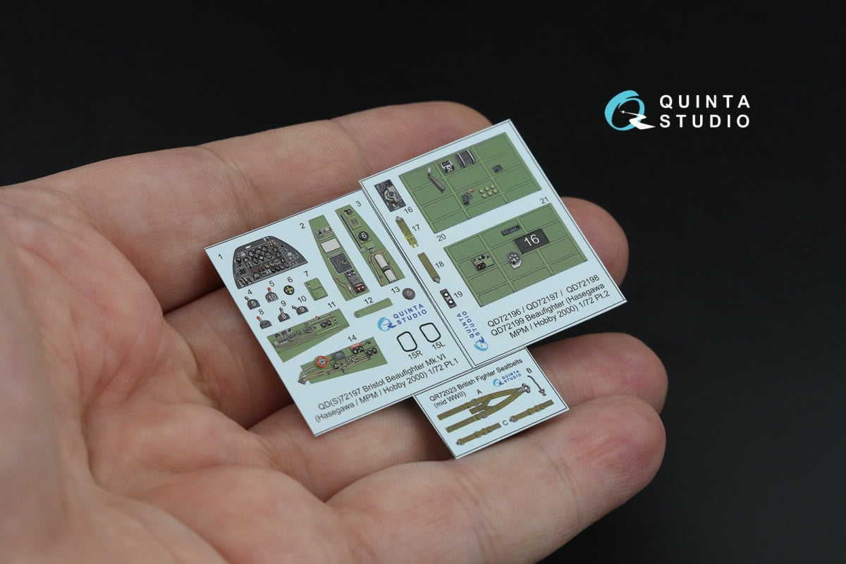 Quinta Studio QD72197 Bristol Beaufighter Mk.VI 3D-Printed &amp;amp; coloured Interior on decal paper (Hasegawa/MPM/Hobby2000) 1/72 – zdjęcie 7