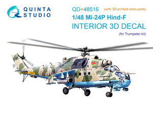 Quinta Studio QD+48516 Mi-24P Hind-F 3D-Printed coloured Interior on decal paper (Trumpeter) (with 3D-printed resin parts) 1/48