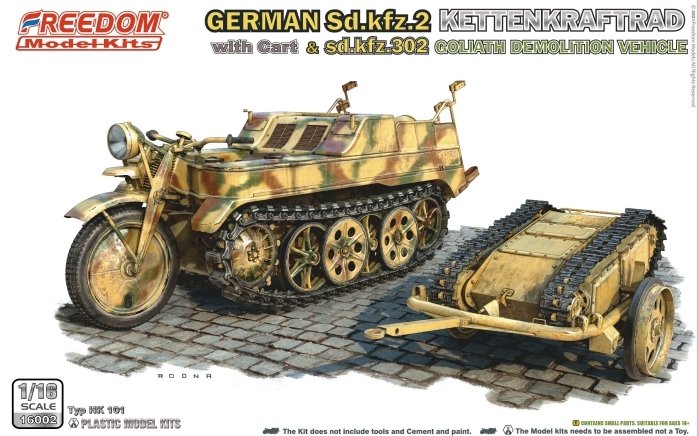 Freedom 16002 GERMAN SD.KFZ.2 KETTENKRAFTRAD &amp;amp; SD.KFZ.302 GOLIATH DEMOLITION VEHICLE 1/16