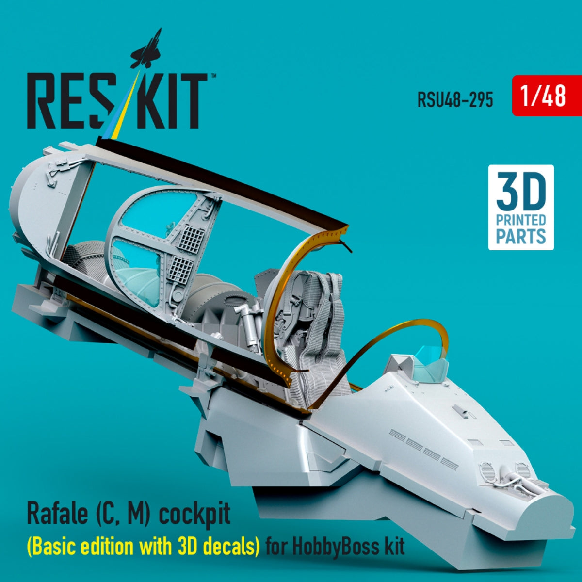 RESKIT RSU48-0295 Rafale (C, M) cockpit (Basic edition with 3D decals) for HobbyBoss kit (3D printed) 1/48 – image 3