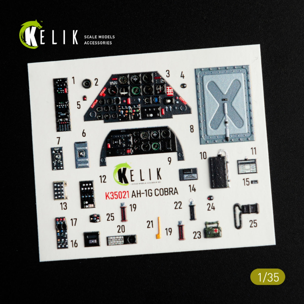 KELIK K35021 AH-1G COBRA INTERIOR 3D DECALS FOR ICM KIT 1/35 – zdjęcie 2