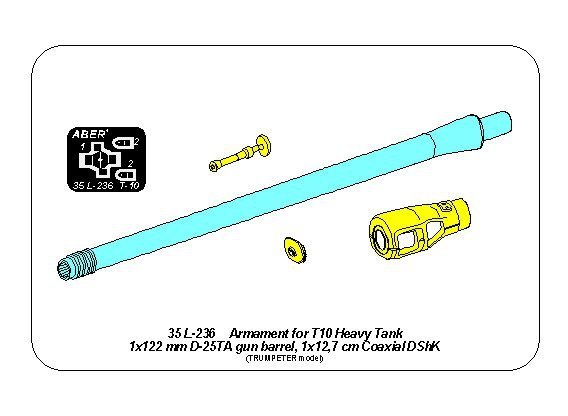 Aber 35L-236 Armament for T10 Heavy Tank 1x122 mm D-25TA, 1x12.7 cm Coaxial DShK (1/35) – image 10