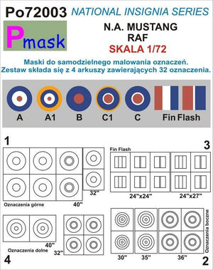 P-Mask PO72003 MASKS FOR PAINTING MARKINGS FOR MUSTANG RAF (1/72)