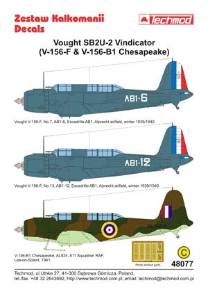 Techmod 48077 - Vought SB2U-2 Vindicator (V-156 Chesapeake) 1/48 – imagen 2