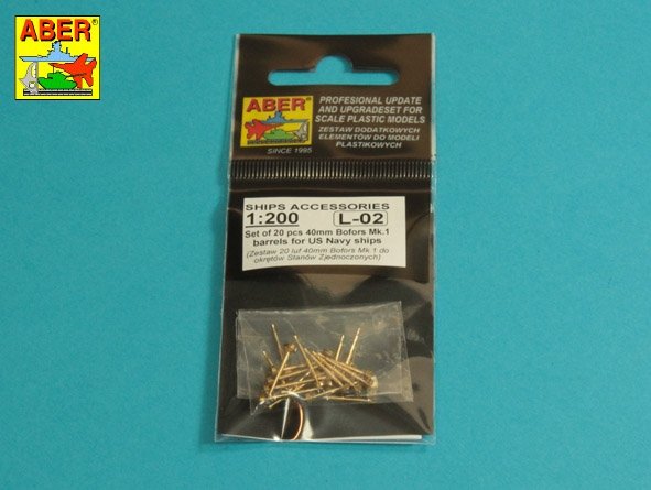 Aber 200L-02 Zestaw 20 luf 40 mm Bofors Mk.1 do okrętów US 1/200