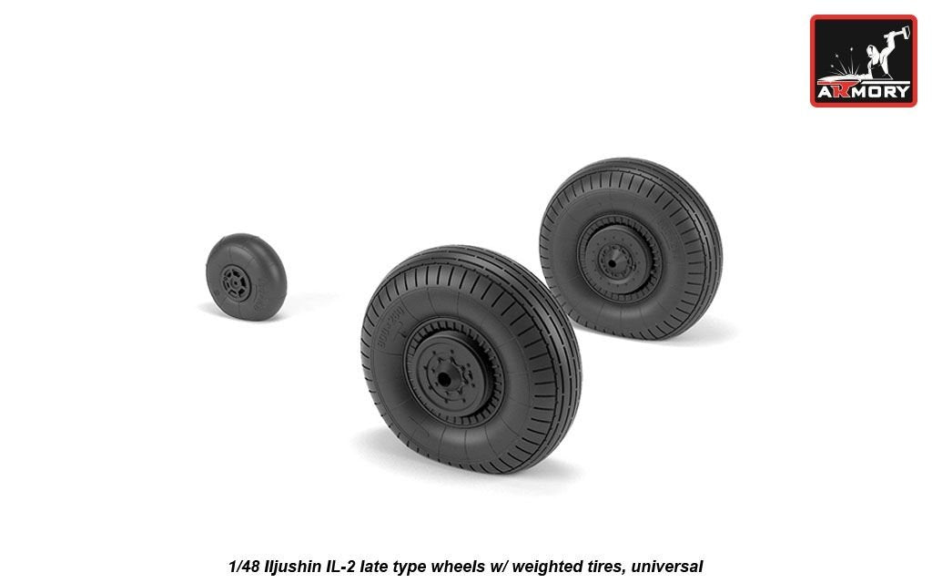 Armory Models AW48035 Iljushin IL-2 Bark late type wheels w/ weighted tires 1/48 – zdjęcie 3