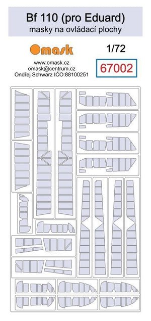 Omask 67002 Bf 110 masks for control surfaces (for Eduard) 1/72
