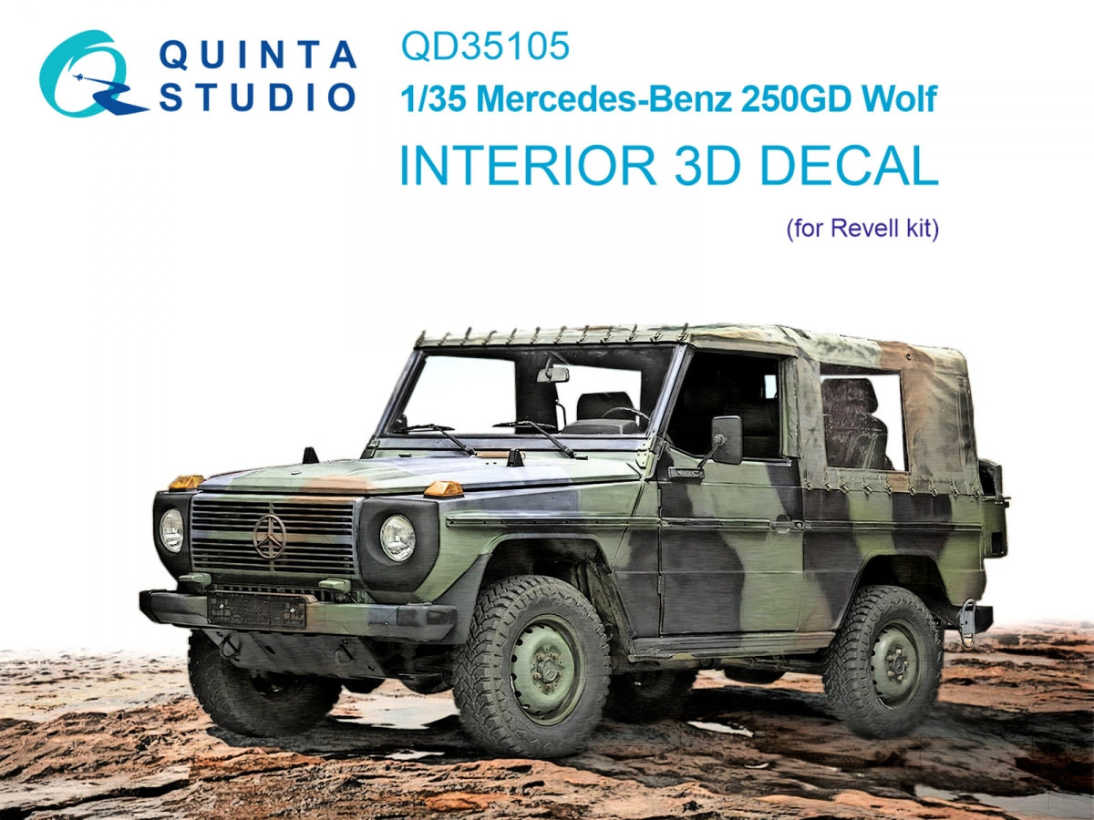 Quinta Studio QD35105 Mercedes-Benz 250GD Wolf 3D-Printed &amp;amp; coloured Interior on decal paper (Revell) 1/35
