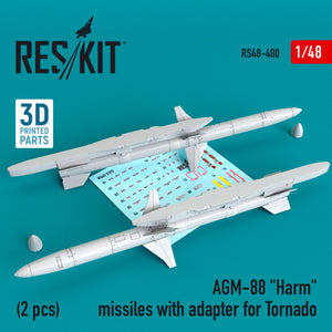 RESKIT RS48-0400 AGM-88 &amp;quot;HARM&amp;quot; MISSILES WITH ADAPTER FOR TORNADO (2 PCS) 1/48