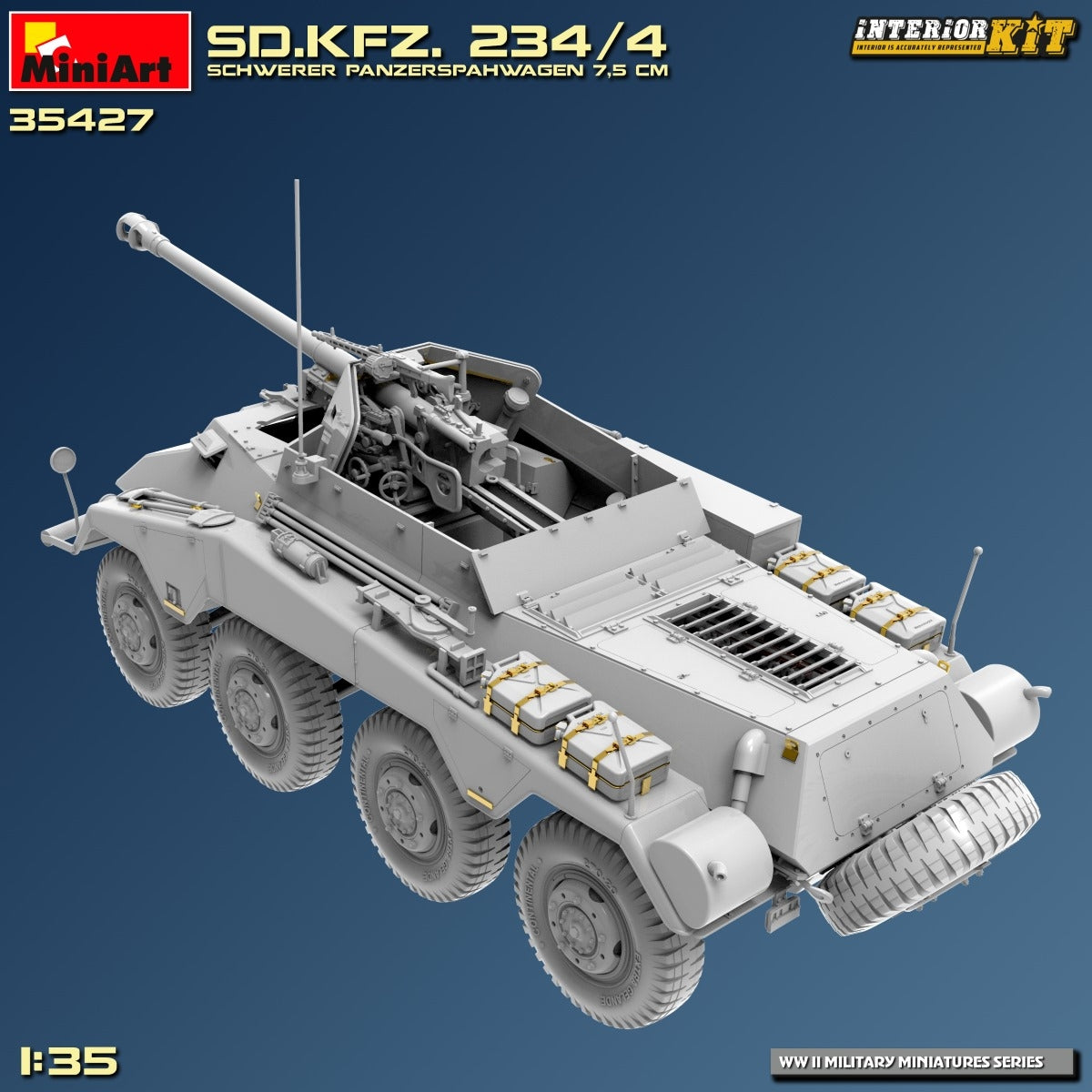 MiniArt 35427 Sd.Kfz. 234/4 SCHWERER PANZERSPÄHWAGEN 7,5 cm. INTERIOR KIT 1/35 – zdjęcie 14