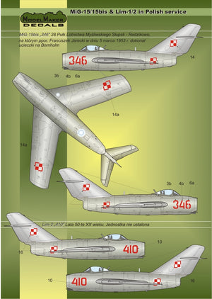 ModelMaker Decals D48023 MiG-15/15bis &amp;amp; Lim-1/2 in Polish service – zdjęcie 3