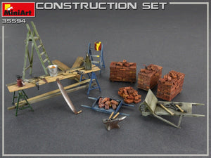 MiniArt 35594 Construction Set Kit: Ladders, Table, Buckets, Bricks, Cart, Anvil, Beams, Jack Stand &amp;amp; Tools 1/35 – immagine 10