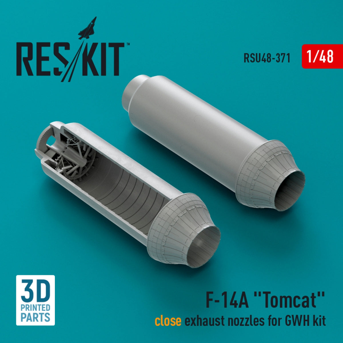 RESKIT RSU48-0371 F-14A "Tomcat" close exhaust nozzles for GWH kit (3D Printed) 1/48