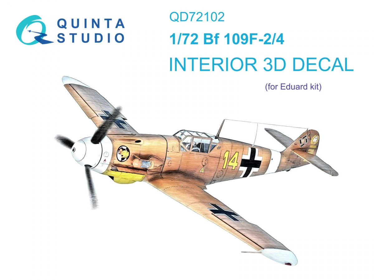 Quinta Studio QD72102 BF 109F-2/4 3D-Printed & coloured Interior on decal paper (Eduard) 1/72