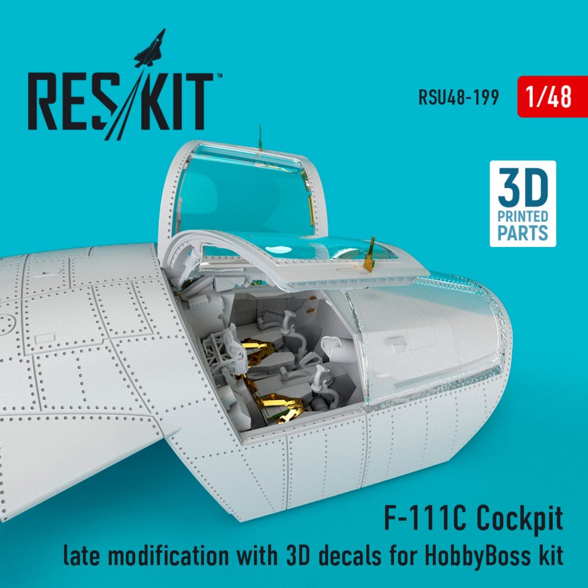 RESKIT RSU48-0199 COCKPIT F-111C MODIFICATION TARDIVE AVEC DÉCALCOMANIES 3D POUR MAQUETTE HOBBYBOSS 1/48