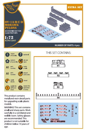 Clear Prop! CPA72047 OV-1 A/B/C/D Mohawk pylons for CP kit 1/72 – zdjęcie 2