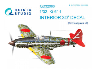 Quinta Studio QD32066 Ki-61-I 3D-Printed &amp;amp; coloured Interior on decal paper (for Hasegawa kit) 1/32