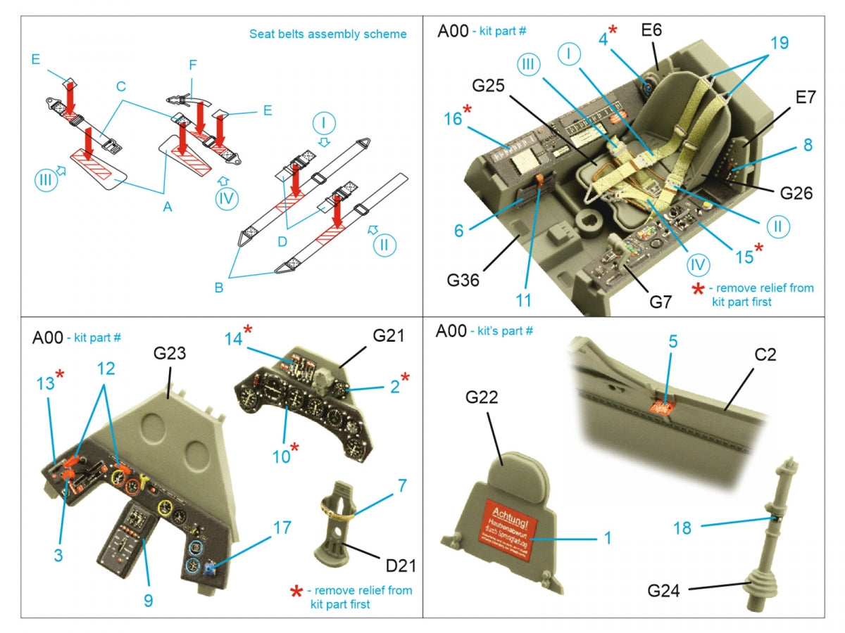 Quinta Studio QD35101 FW 190A-6 3D-Printed &amp;amp; colored Interior on decal paper (Border Model) 1/35 – image 2