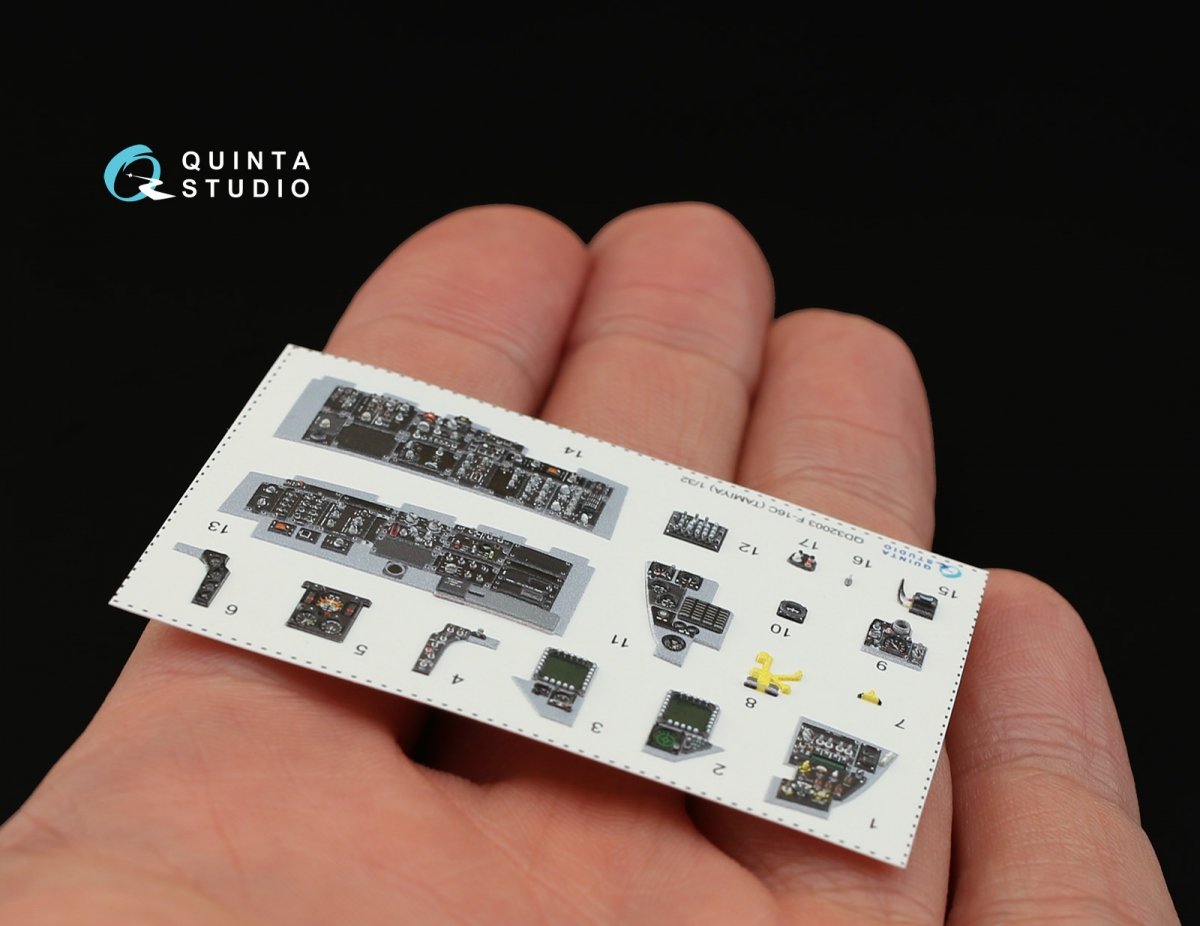 Quinta Studio QD32003 F-16C 3D-Printed &amp;amp; colored Interior on decal paper (for Tamiya kit) 1/32 – image 4