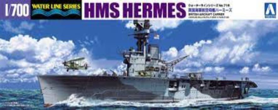 Aoshima 05103 HMS Hermes Porte-avions britannique Série Water Line n° 716 1/700